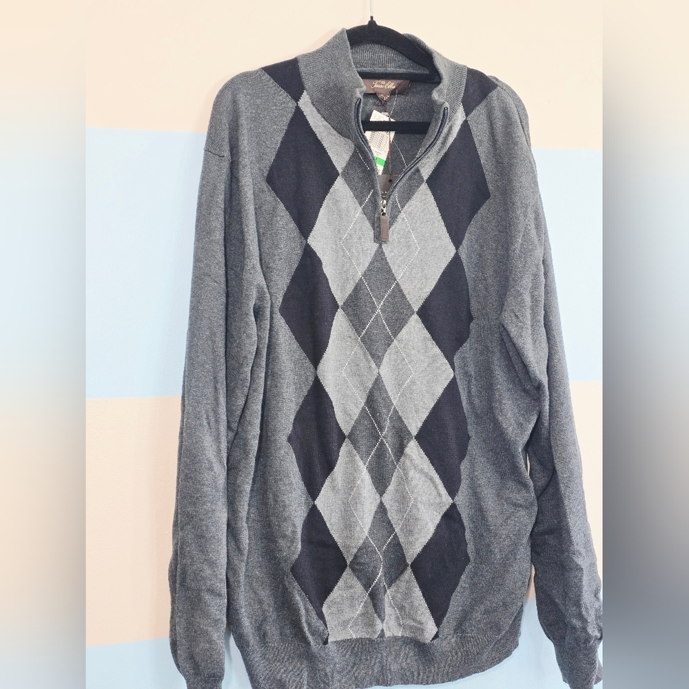 Tasso Elba Men's Mock Neck 1/4 Zip Pullover Sweater Slate Heather Gray - Picture 4 of 6